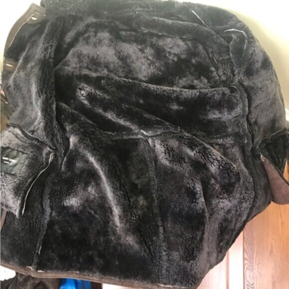GilbertCohen Montreal Vintage Shearling Sheepskin Leather Coat Warm Fur Pocket L - Picture 6 of 15